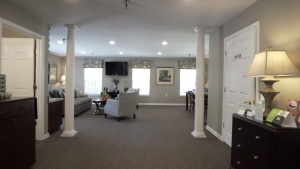 communal living room and kitchen